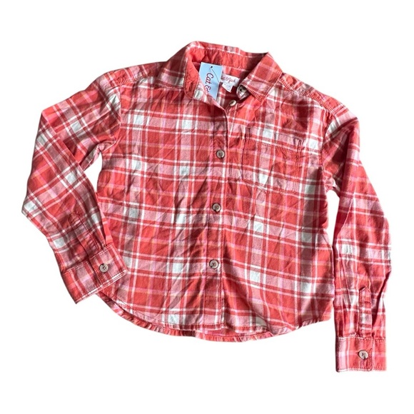 🌺 5 x 25 🌺 Cat & Jack Red and White Button Down Shirt - Picture 1 of 3